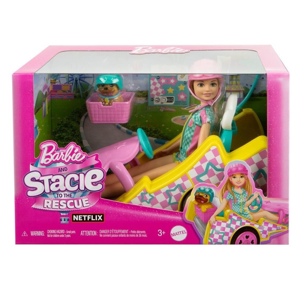 NessiWorld HRM08 Barbie Stacie Go-Kart Yapıyor Oyun Seti - Barbie and Stacie To The Rescue