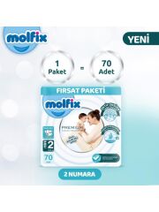 Nessiworld Molfix Premium Bebek Bezi Fırsat Paketi 2 Beden 3-6 Kg 70 Adet