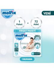 Nessiworld Molfix Premium Bebek Bezi Fırsat Paketi 1 Beden 2-5 Kg 72 Adet