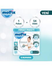 Nessiworld Molfix Premium Bebek Bezi Ultra Fırsat Paketi 6 Beden 15+ Kg 54 Adet