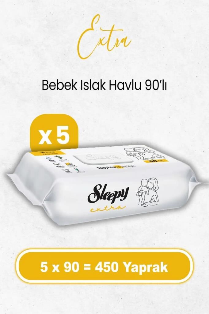 Nessiworld Sleepy Ekstra Islak Havlu Mendil 5x90 450 Yaprak