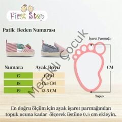 First Step Kedi Nakışlı Çizgili Patik - Kırmızı 12-16 Ay / No.19