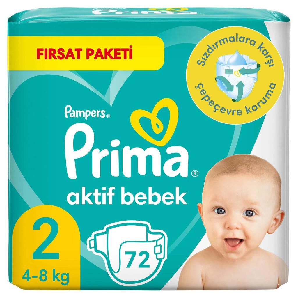 Nessiworld Prima Bebek Bezi Aktif Bebek Fırsat Paket 2 Beden 72 Adet