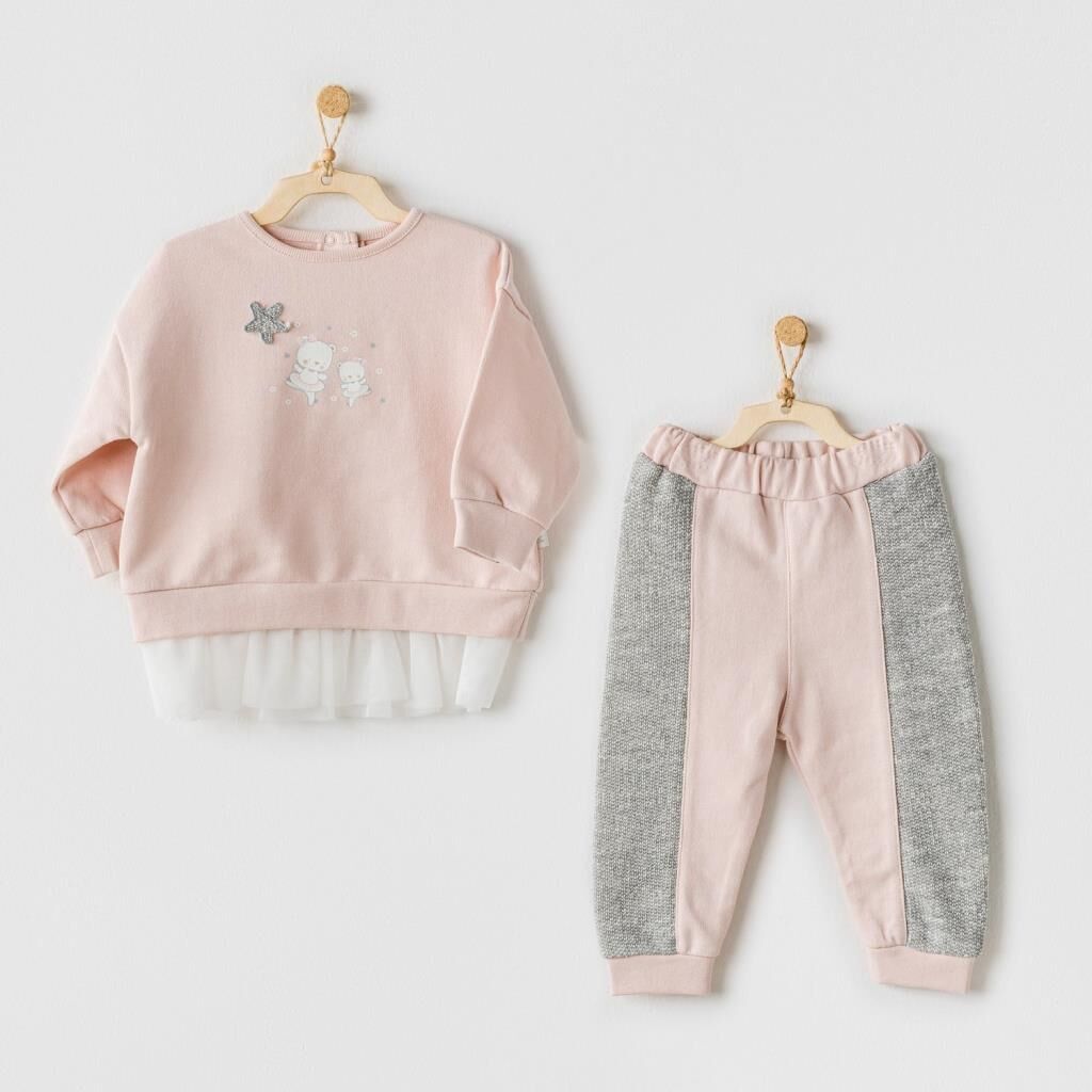 Nessiworld   AC24132 Ballerina 2li Bebe Takım Pink Grey