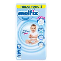 Nessiworld Molfix Bebek Bezi Fırsat Paketi 4 Beden 7-14 Kg 62 Adet