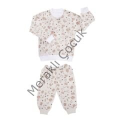 Sevi Bebe Desenli Pijama Takım - Krem 3 Yaş