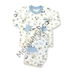 Sema Baby Happy Animals Bebek Pijama Takımı Mavi 0-3 Ay