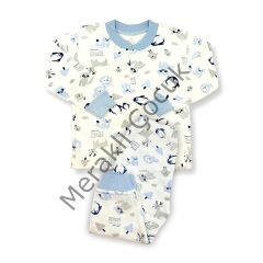 Sema Baby Happy Animals Bebek Pijama Takımı Mavi 3-6 Ay