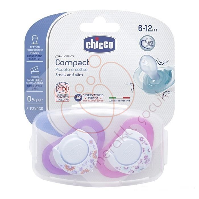 Chicco Physio Compact 2 li Silikon Emzik 12 ay+ Kız