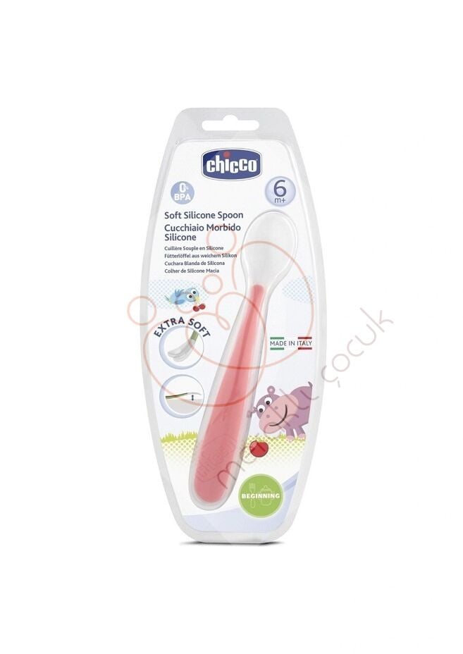 Chicco Silikon Kaşık Pembe +6 Ay