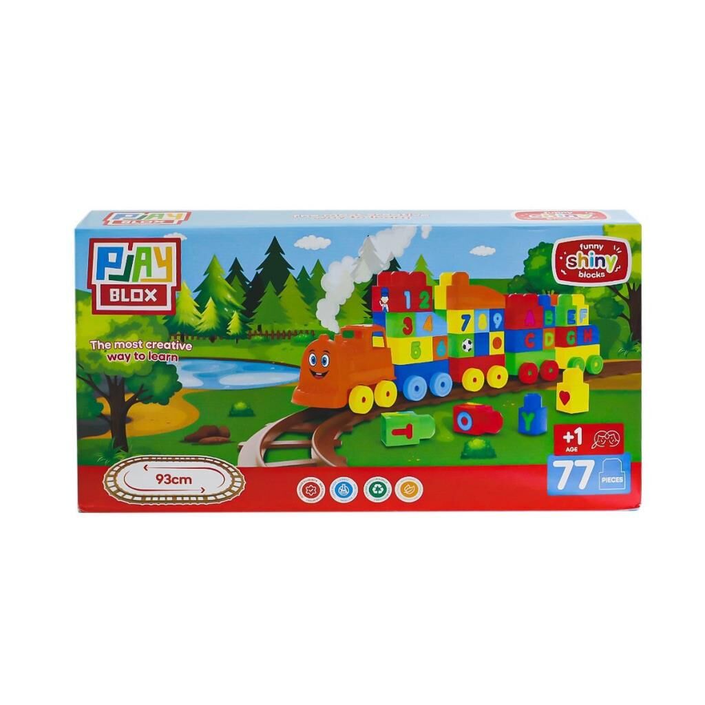 Nessiworld 2397 Playbox Tren Blok Seti 77 Parça -Asya Oyuncak