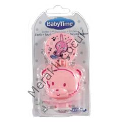 Baby Time Emzik Saklama Kabı + Emzik Askısı + Emzik  PEMBE