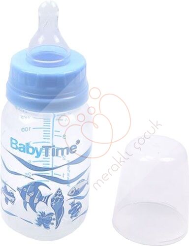 Baby Time Klasik Silikon Kiraz Uçlu PP Biberon - 150ml MAVİ