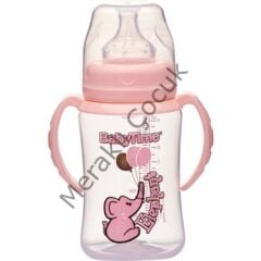 Baby Time Silikon Uçlu Geniş Ağız Kulplu Biberon - 250ml PEMBE