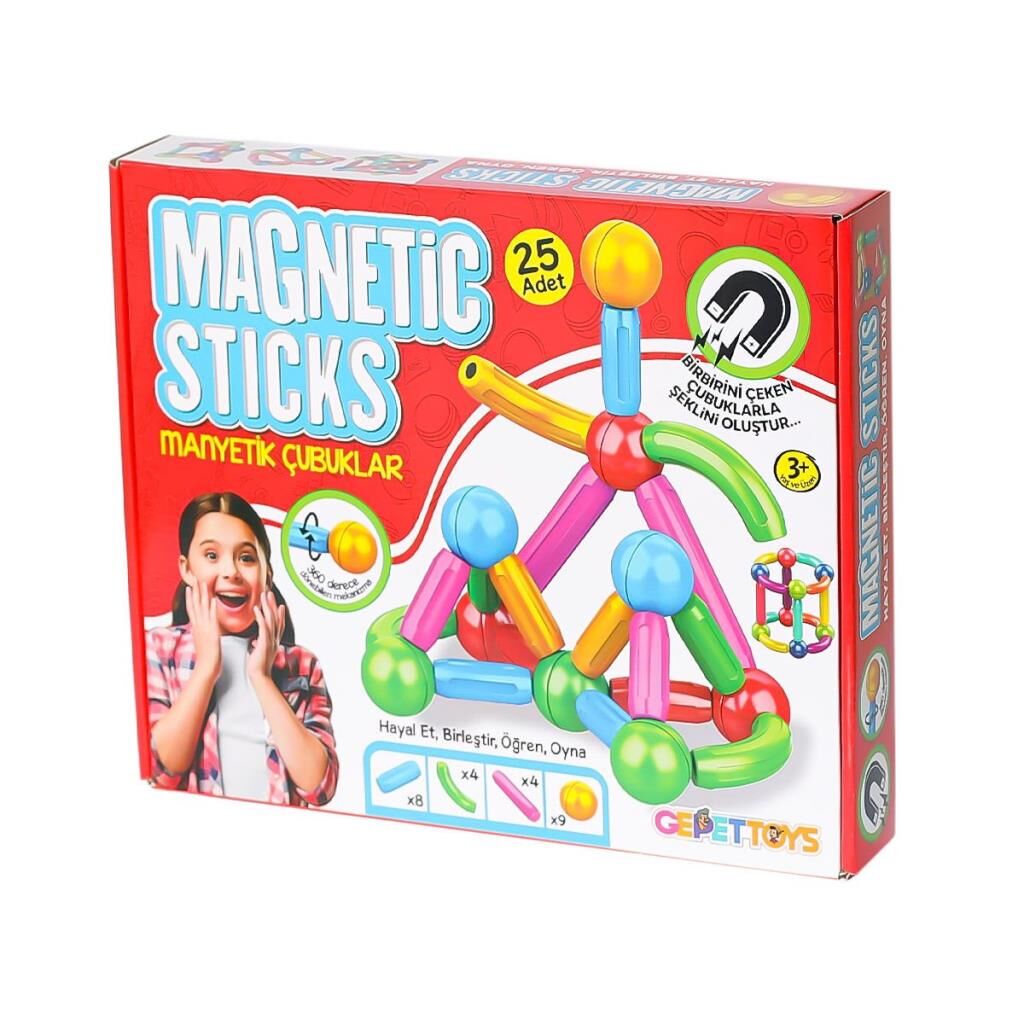 MS-25 Manyetik Çubuklar 25 Parça -Gepettoys