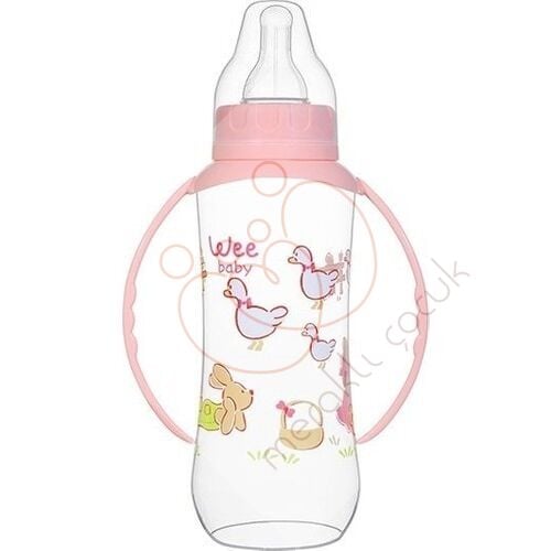 Wee Baby Silikon Kiraz Uçlu Kulplu PP Biberon 150 ml - Pembe