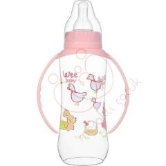 Wee Baby Silikon Kiraz Uçlu Kulplu PP Biberon 150 ml - Pembe