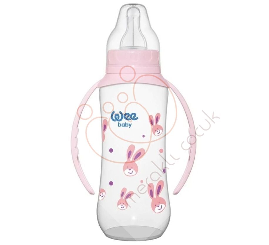 Wee Baby Silikon Emzikli Kulplu PP Biberon 270 ml - Pembe