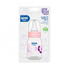 Wee Baby Silikon Uçlu Desenli PP Biberon 125 ml - Pembe