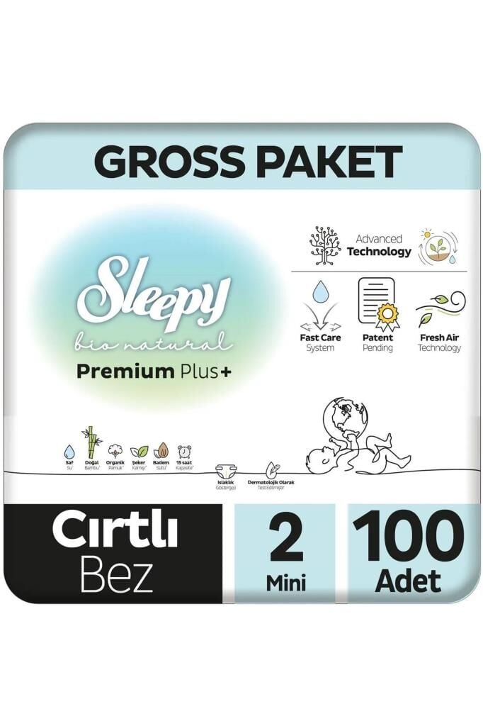 Nessiworld Sleepy Bio Natural Bebek Bezi Gross Paket 2 Beden 3-6 Kg 100 Adet