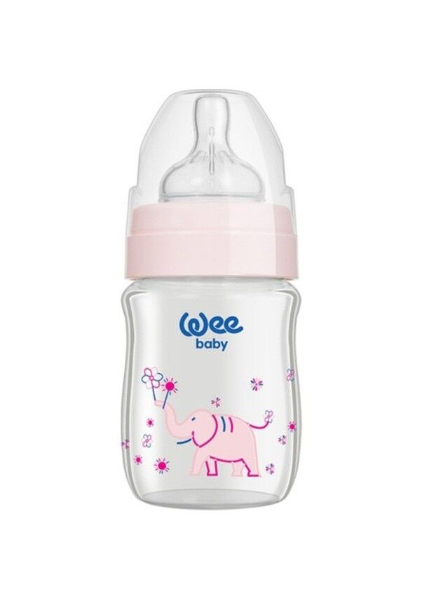 Wee Baby Klasik Geniş Ağızlı Isıya Dayanıklı Cam Biberon 120 ML - Pembe