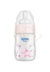 Wee Baby Klasik Geniş Ağızlı Isıya Dayanıklı Cam Biberon 120 ML - Pembe