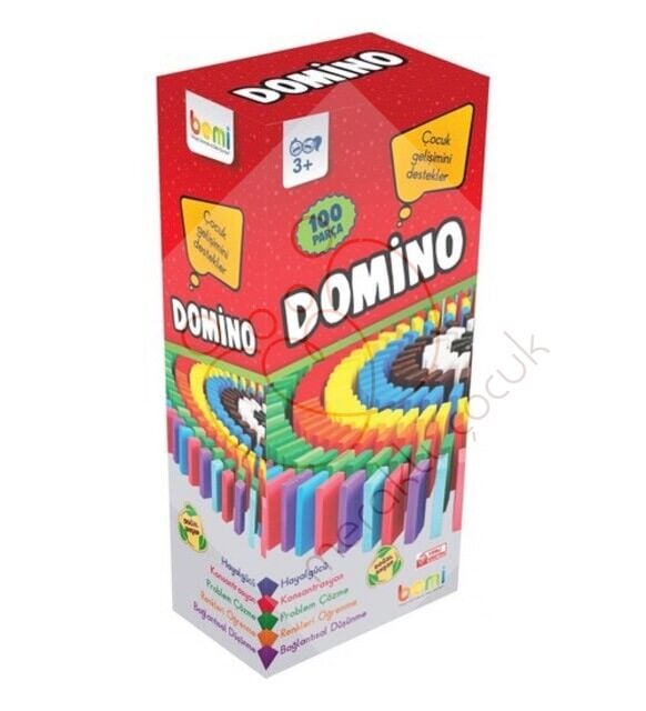 Bemi Oyuncak Doğal Ahşap Domino 100 Parça