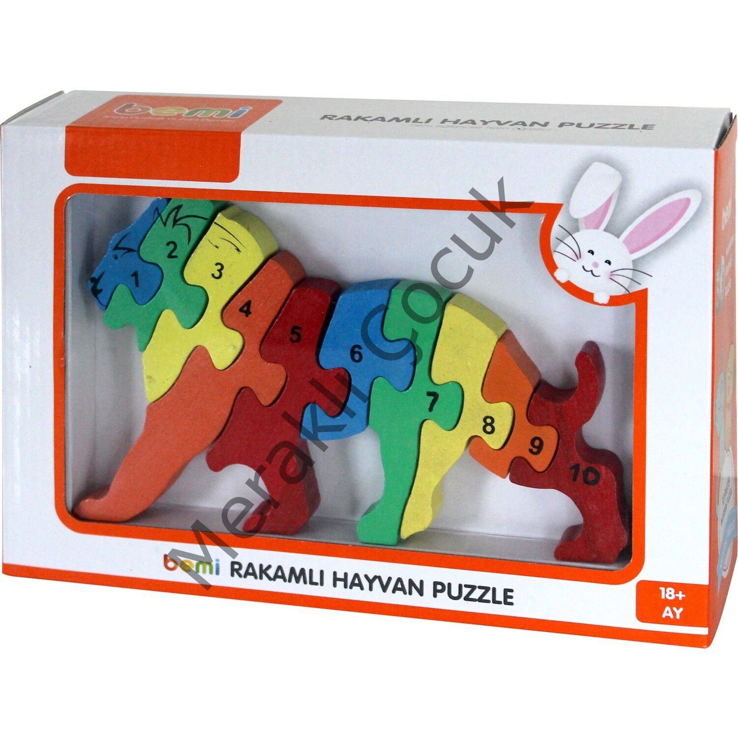 Bemi Ahşap Rakamlı Hayvan Puzzle ( Aslan )