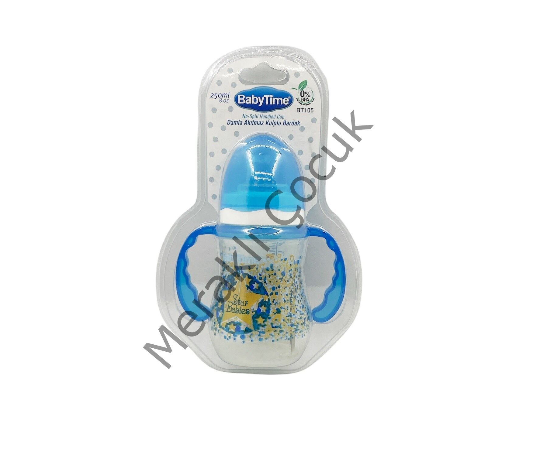 Baby Time Damla Akıtmaz Kulplu Bardak 250ml - Mavi