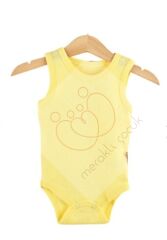 Sema Baby Jakarlı Askılı Badi (Body) - Sarı 6-9 Ay