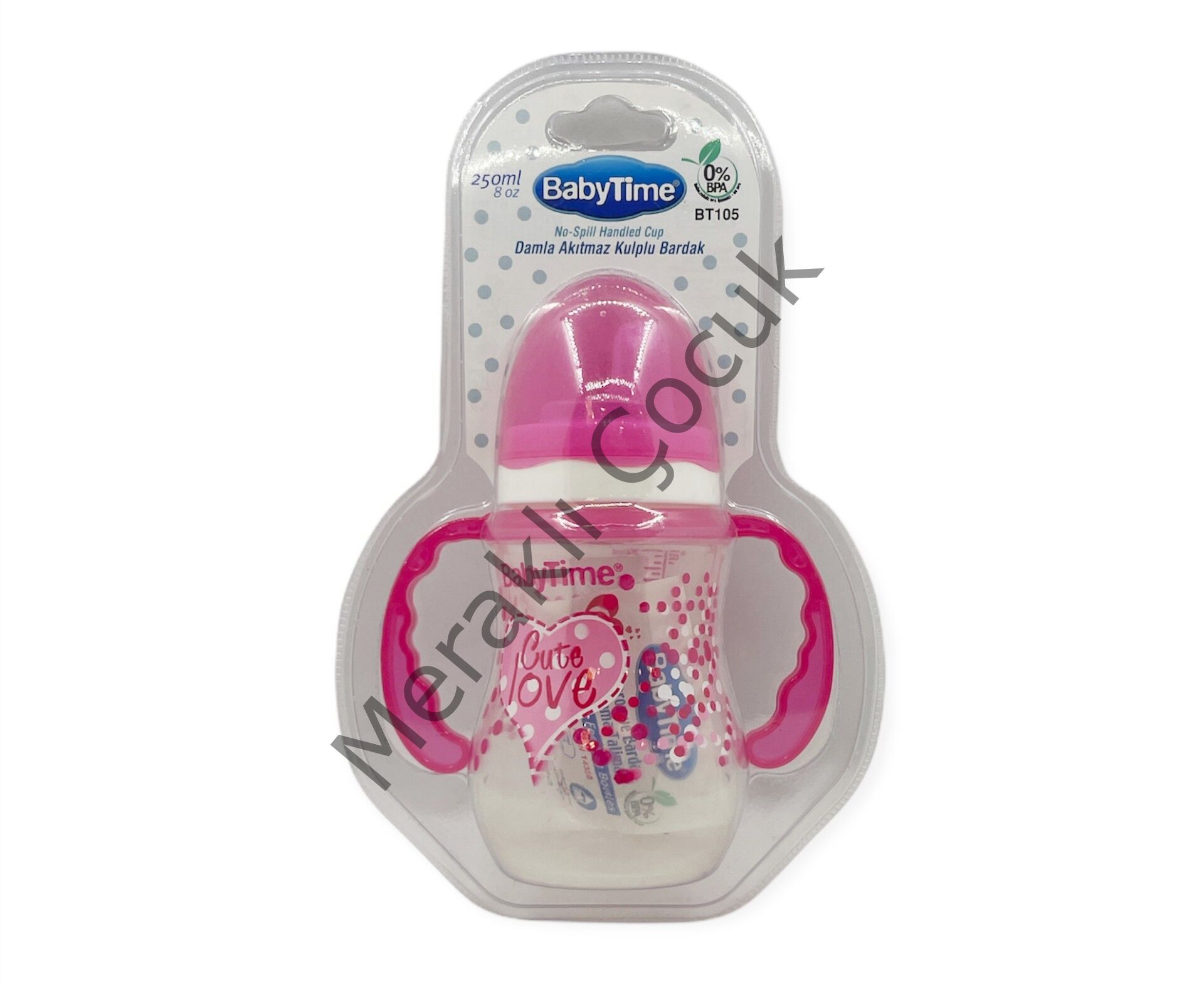 Baby Time Damla Akıtmaz Kulplu Bardak 250 ml - Pembe