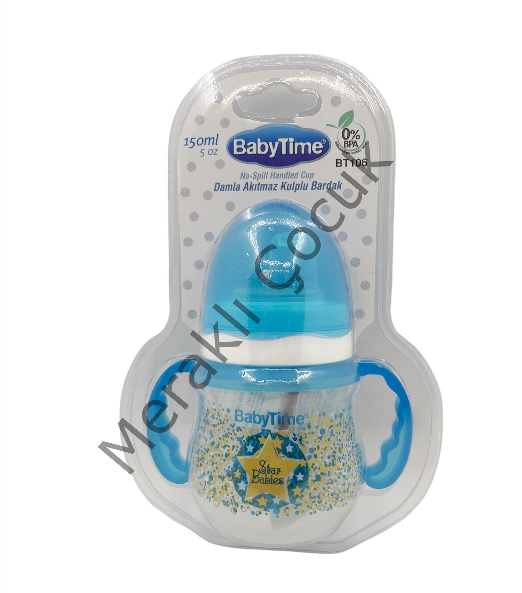 Baby Time Damla Akıtmaz Kulplu Bardak 150 ml - Mavi