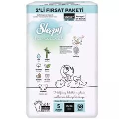 Nessiworld Sleepy Bio Natural Bebek Bezi 2'Li Fırsat Paketi 5 Beden 58 Adet