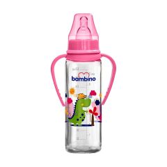 Bambino Kulplu Cam Biberon 225 ml - Pembe