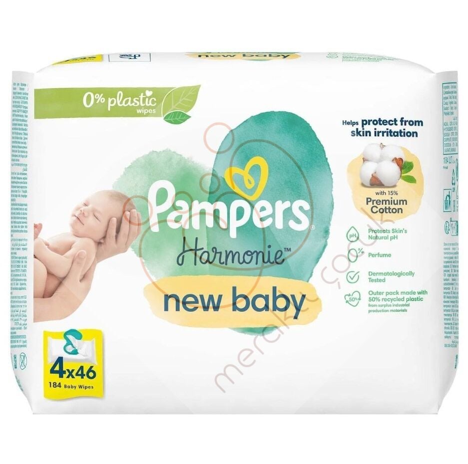 Prima Pampers Harmonie New Baby Yenidoğan Islak Havlu 4x46 Adet (184 Yaprak)