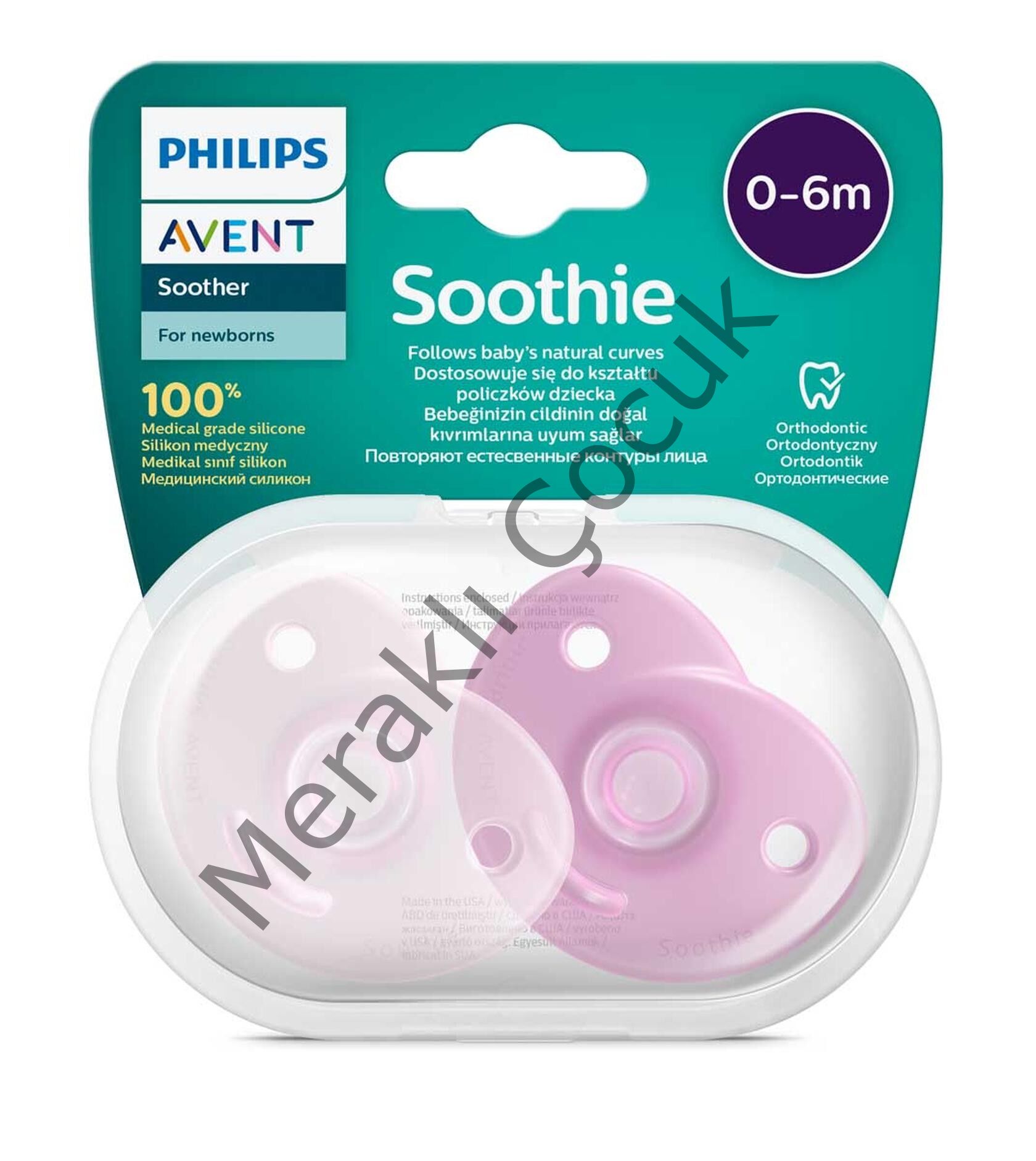 Philips Avent Soothie Ortodontik Saklama Kutulu 2li Emzik 0-6 Ay - Kız