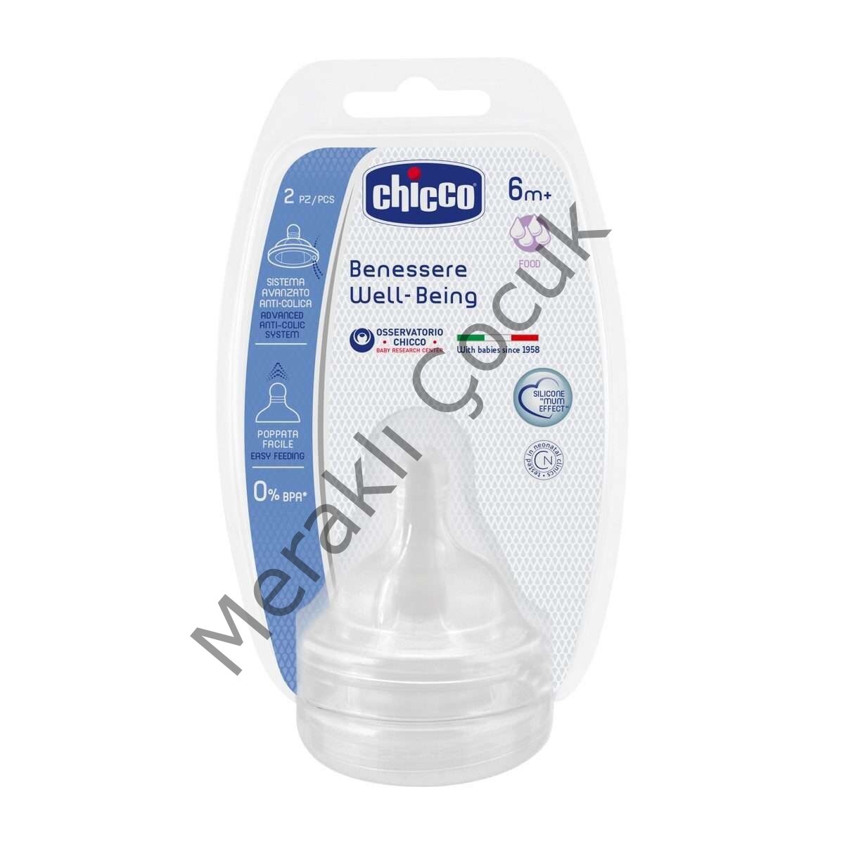 Chicco Wellbeing Biberon Emziği 6 ay+ Mama Akış 2'li Silikon