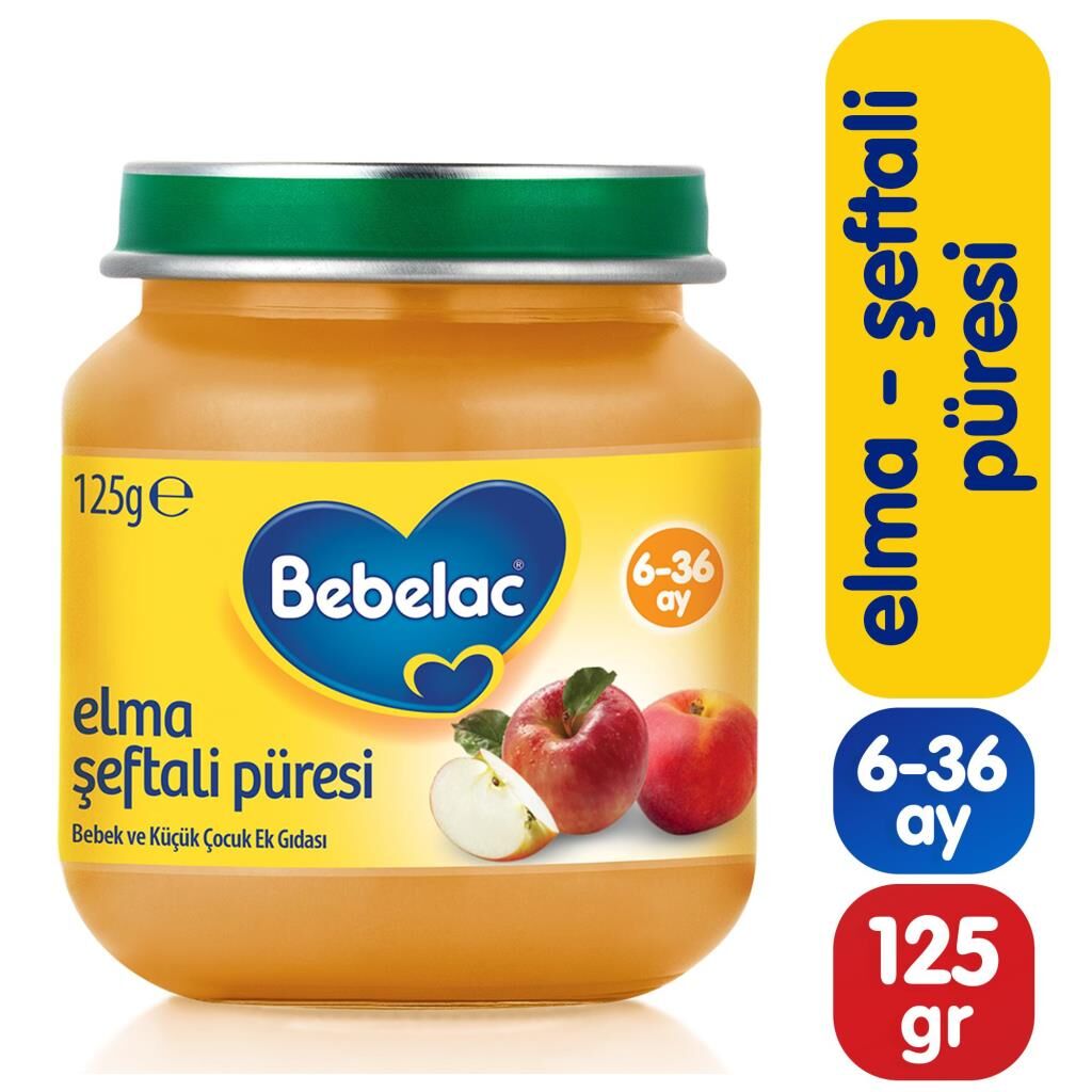 Nessiworld Bebelac Elma Şeftali Püresi Kavanoz Maması 125 Gr