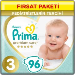 Nessiworld Prima Premium Care Bebek Bezi Fırsat Paketi 3 Beden 96 Adet