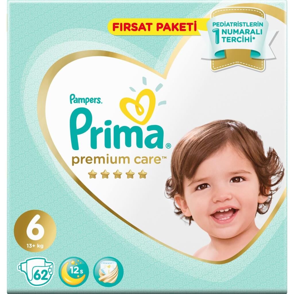 Nessiworld Prima Premium Care Bebek Bezi Fırsat Paketi 6 Beden 62 Adet