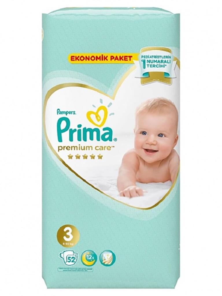 Nessiworld Prima Premium Care Bebek Bezi Ekonomik Paket 3 Beden 52 Adet